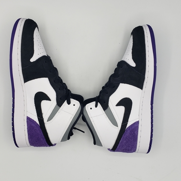 Nike Air Jordan 1 Mid SE GS White Court Purple - Picture 12 of 13